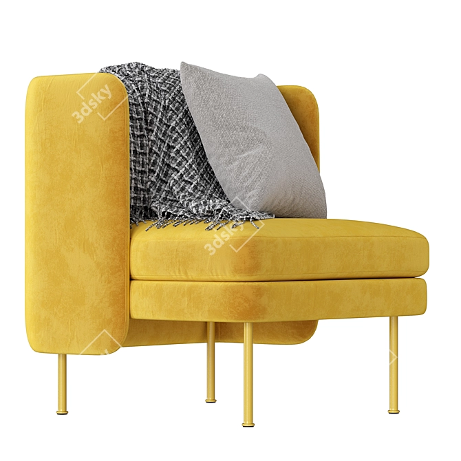 Elegant Velvet Lounge Chair 3D model image 1