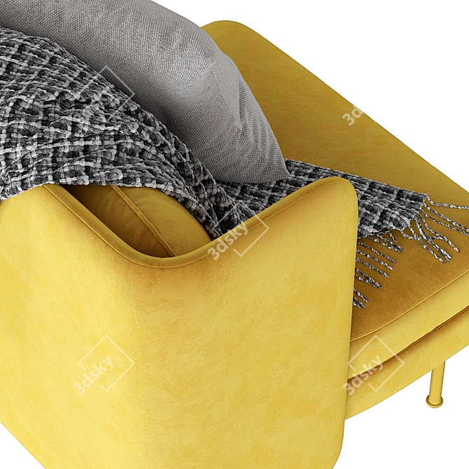 Elegant Velvet Lounge Chair 3D model image 2