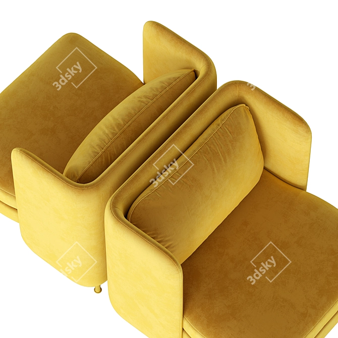 Elegant Velvet Lounge Chair 3D model image 4