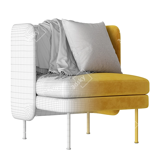 Elegant Velvet Lounge Chair 3D model image 5