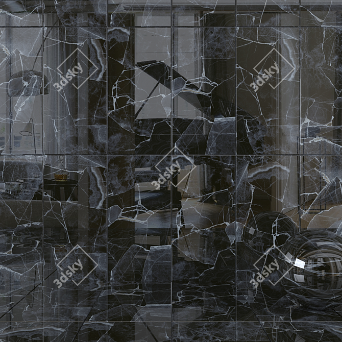 Crea Black Wall Tiles: Stunning Multi-Texture Design 3D model image 1