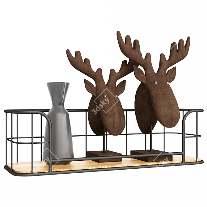 Wooden Elk Figurine Shelf Decor 3D model image 1