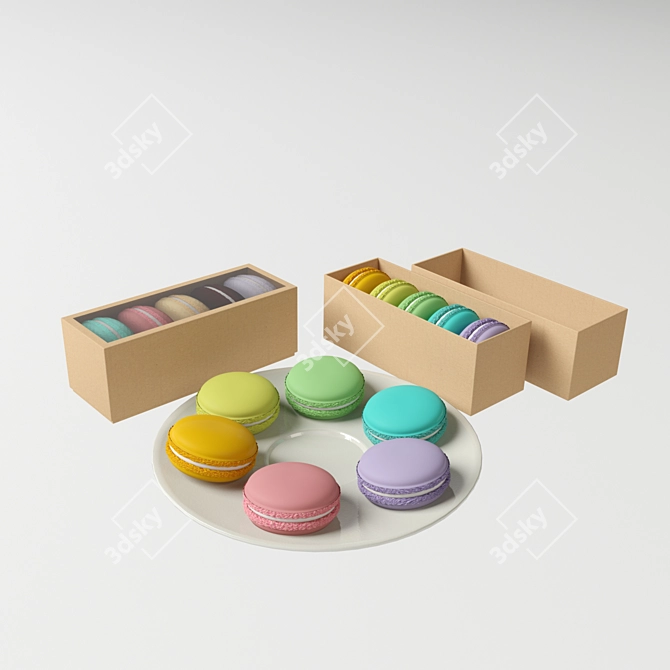 Elegant Macaron Delights Set 3D model image 2