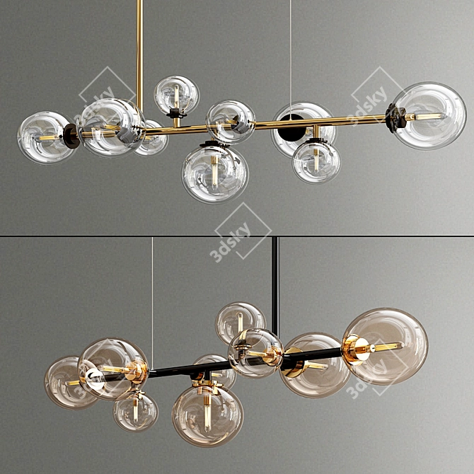 Elegant Gold & Black Glass Pendant Light 3D model image 2