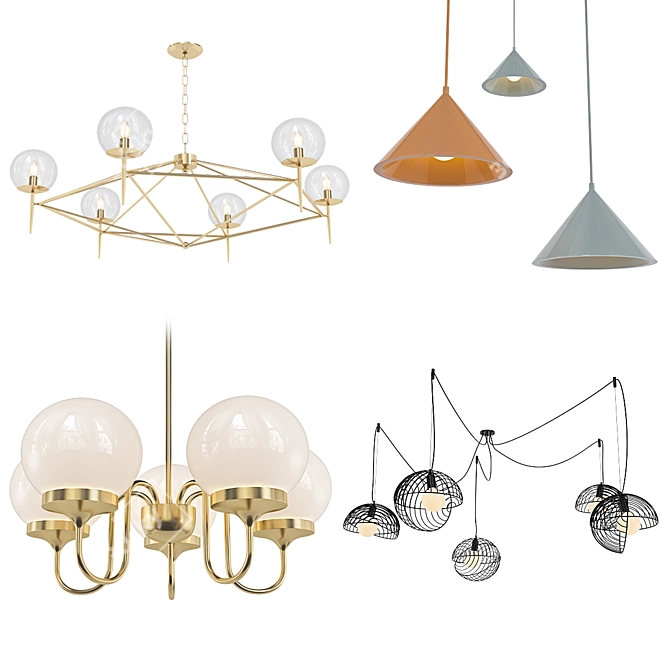 Swiss Brass Chandeliers - Modern Lighting Collection 3D model image 1