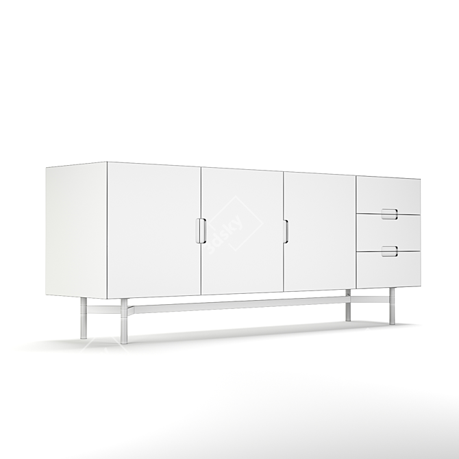 Industrial Style 3-Door LORA Cabinet 3D model image 2