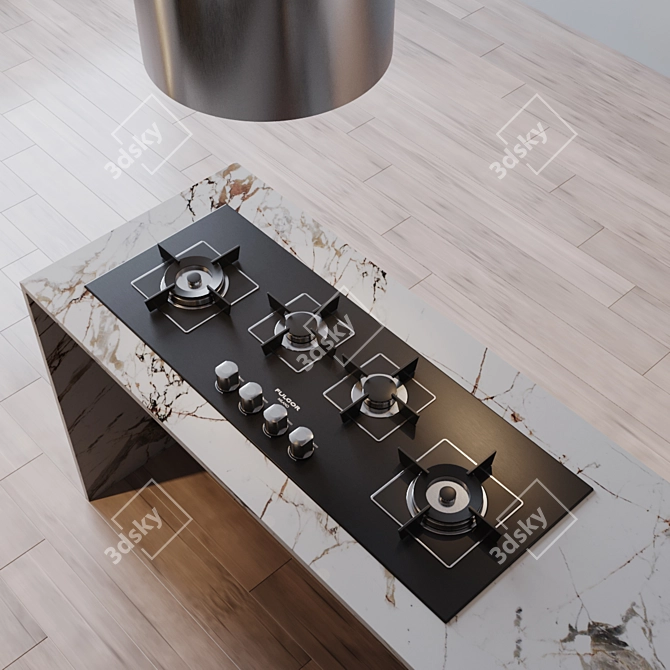 Modern Kitchen Set with Appliances 3D model image 3