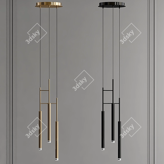 Triplex Candle Pendant Light 3D model image 1