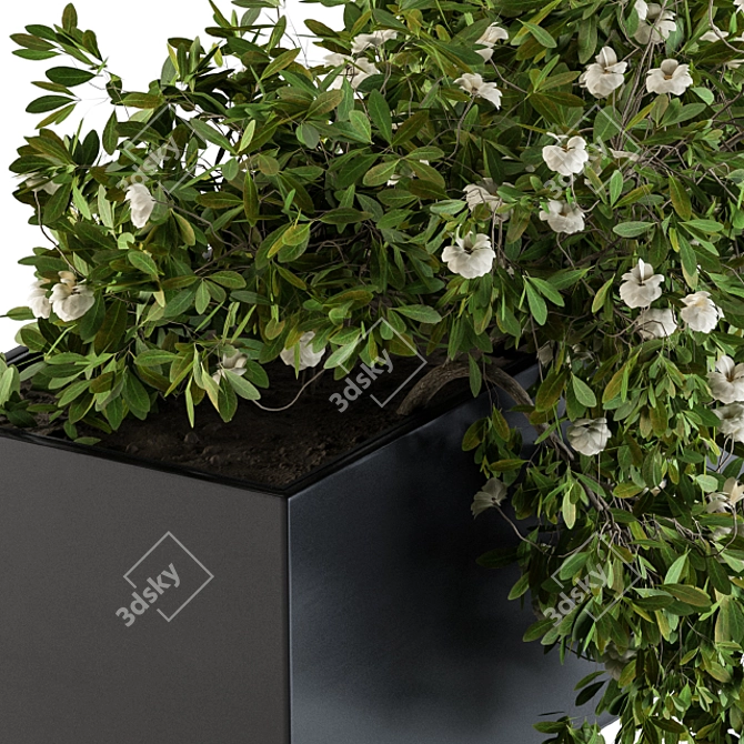 Sleek White Flower Planter 3D model image 4