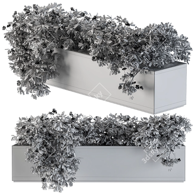 Sleek White Flower Planter 3D model image 5