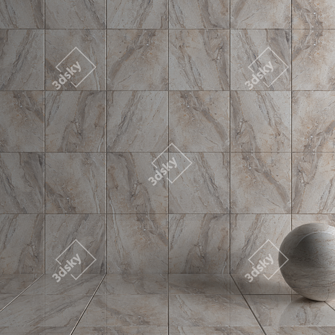 Elegant Helena Beige Wall Tiles 3D model image 3