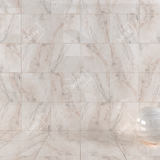 Elegant Helena Cream Wall Tiles 3D model image 1