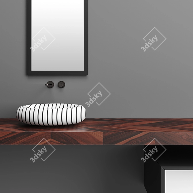 Elegant TARSIA Washbasin 3D model image 2