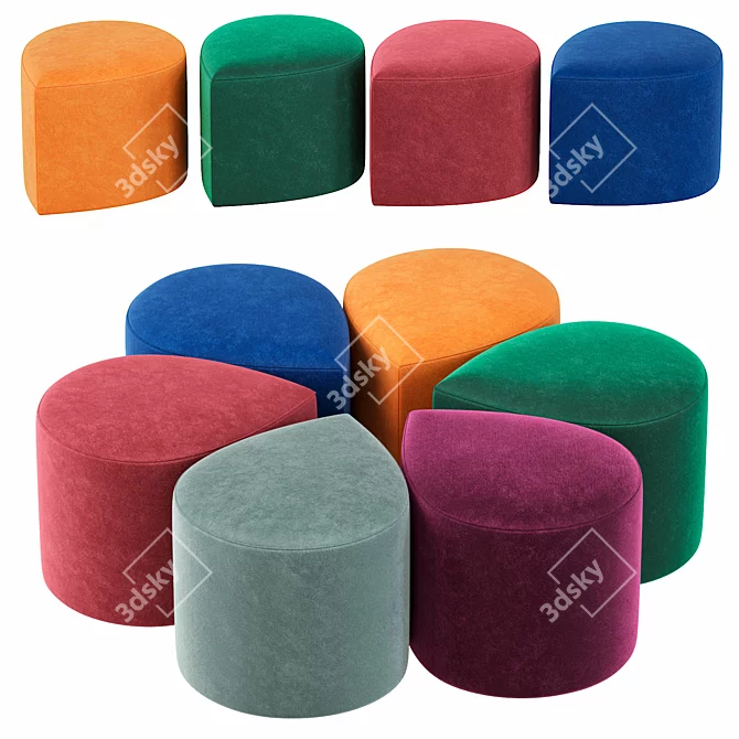 Ginger Bliss Fabric Ottoman 3D model image 1