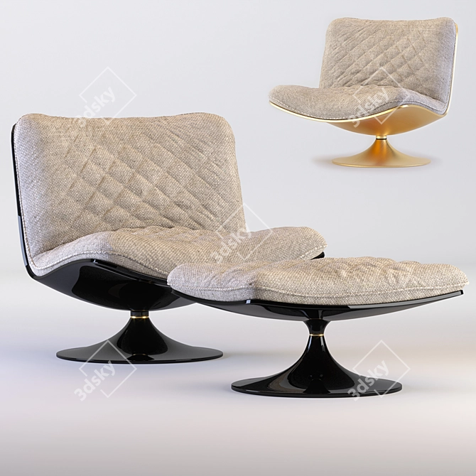 Elegant UV Armchair: PBR, 3DsMax 3D model image 1