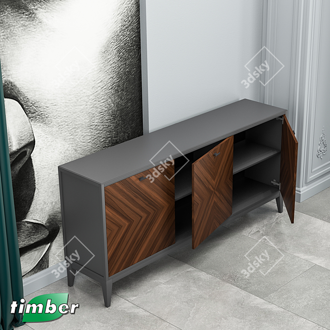 Toscana T-908 Dresser: Elegant Timber-Mebel Storage Solution 3D model image 4