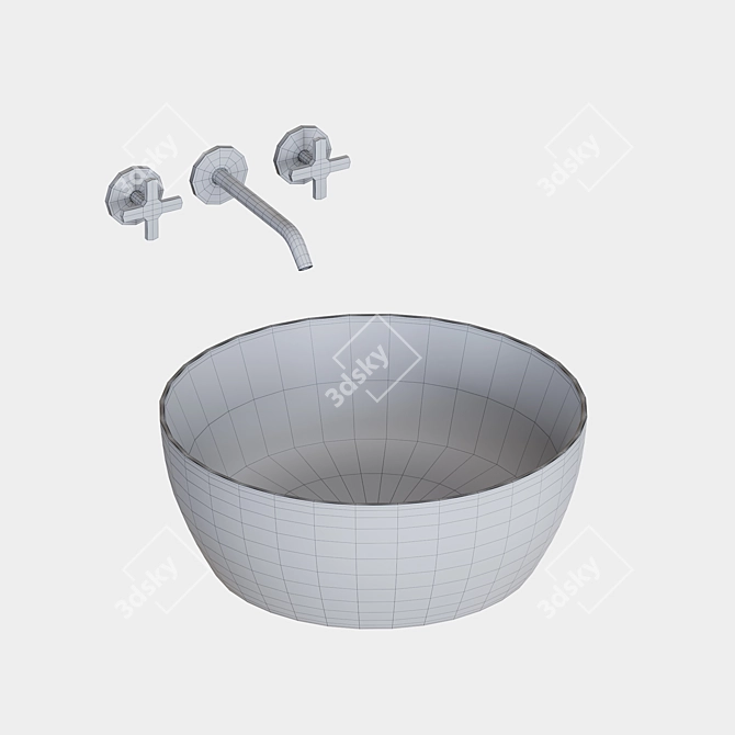 Azzurra Elegance White Countertop Sink 3D model image 2