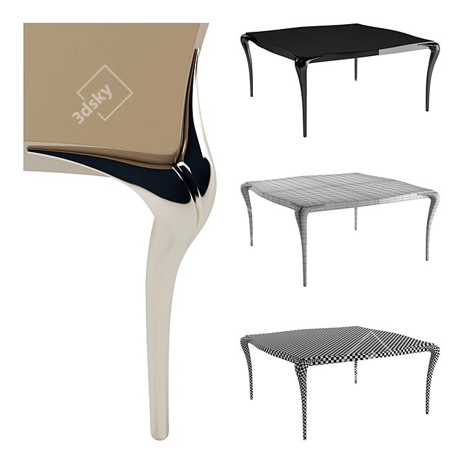 Sculpted Elegance: Contour Square Table 3D model image 2