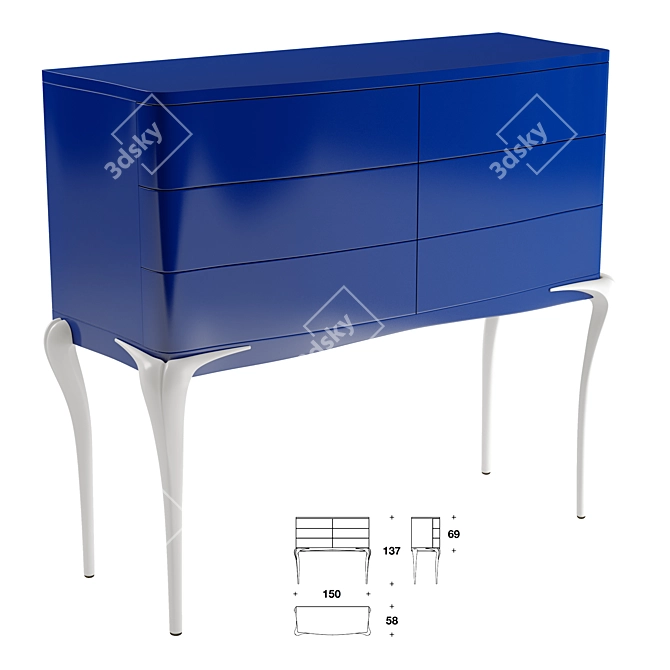 Title: Sleek Contour Drawers 3D model image 1