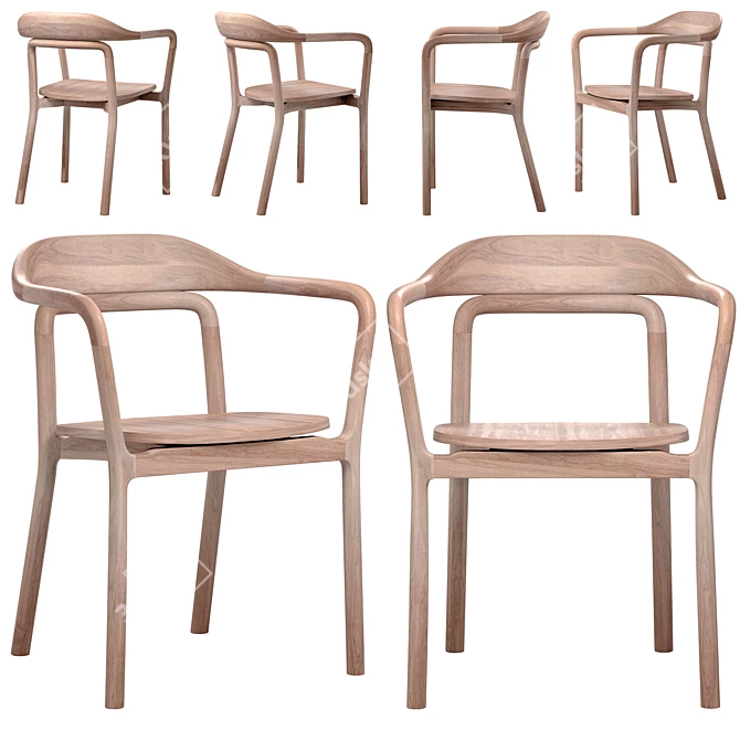 Duet Chair: Timeless Timber Elegance 3D model image 2