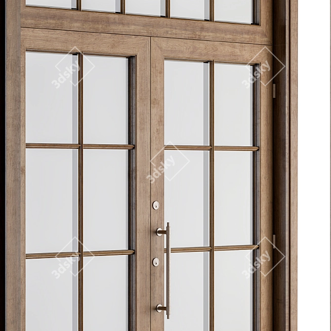 Antique Wooden Glass Door 3D model image 3