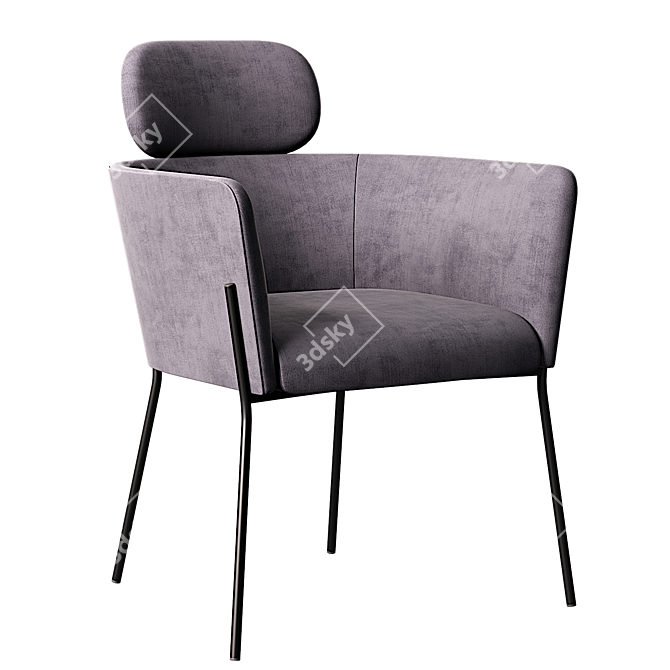  Elegant Gray Velvet Ange Chair 3D model image 2