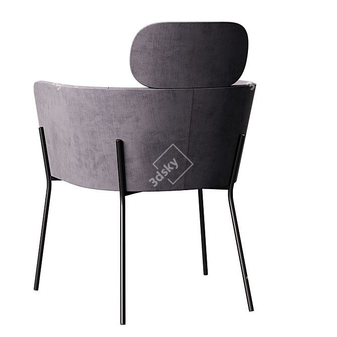  Elegant Gray Velvet Ange Chair 3D model image 3
