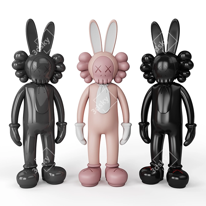 Colorful Rabbit KAWS BFF: Unique 3D Model 3D model image 1