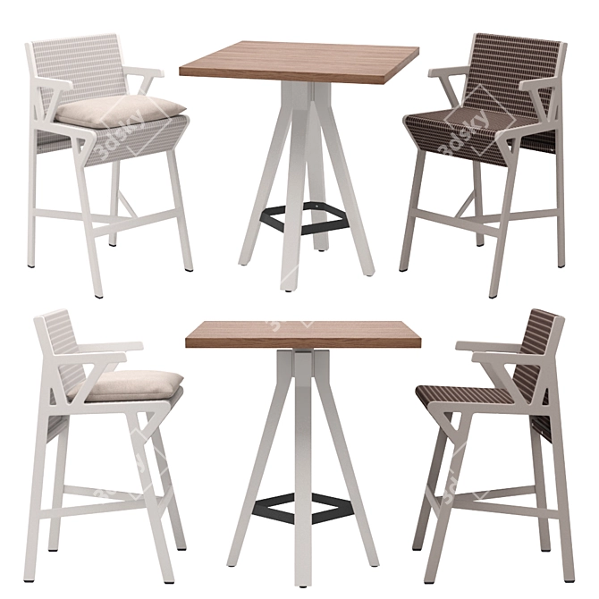 Kettal Vieques Bar Set: Stylish Stool & Table 3D model image 1