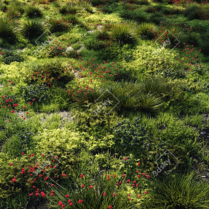 Lush Green Grass Set 3D model image 1