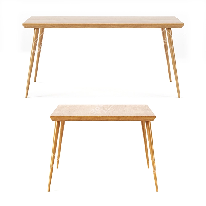 Enzo Dining Table: Georgian Beech Wood, 6-Person Capacity 3D model image 7