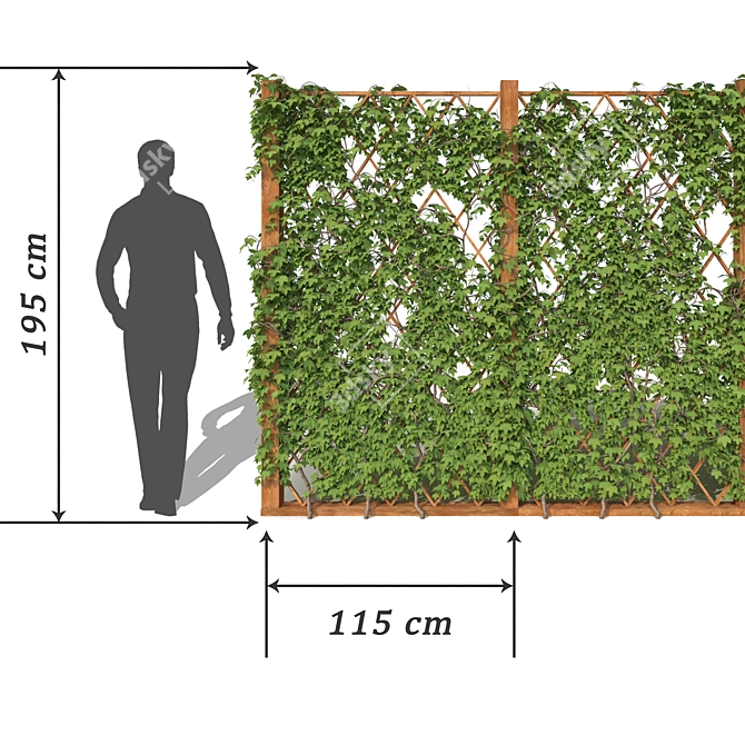 Ivy Fence (V-Ray) - Stunning Sectional Fencing with Gate 3D model image 2