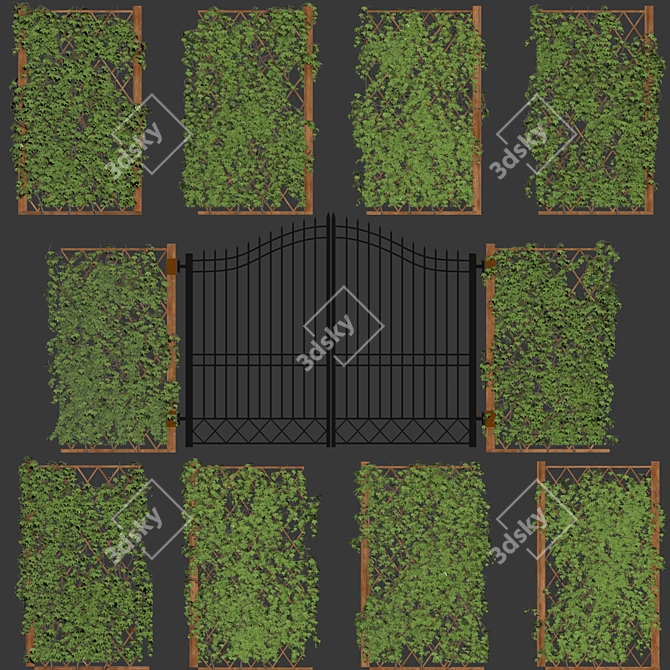 Ivy Fence (V-Ray) - Stunning Sectional Fencing with Gate 3D model image 4