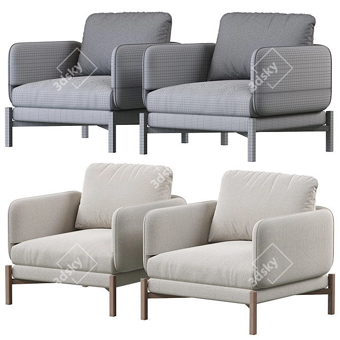 French Flair: JULES Armchair 3D model image 4