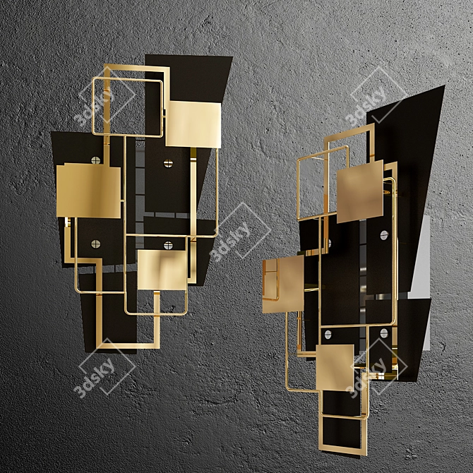 Elegant Brass LED Wall Sconce 3D model image 3