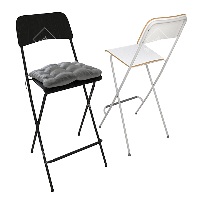 Foldable Bar Stool with IKEA Pillow 3D model image 1