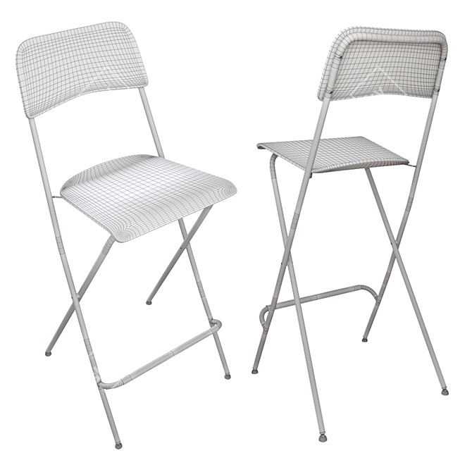 Foldable Bar Stool with IKEA Pillow 3D model image 3