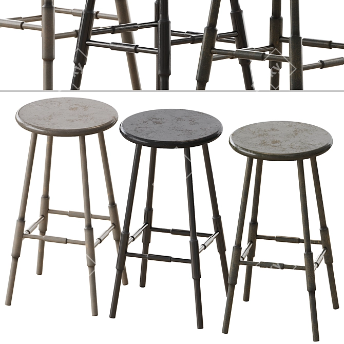 Sleek Atlantic Counter Stool 3D model image 1