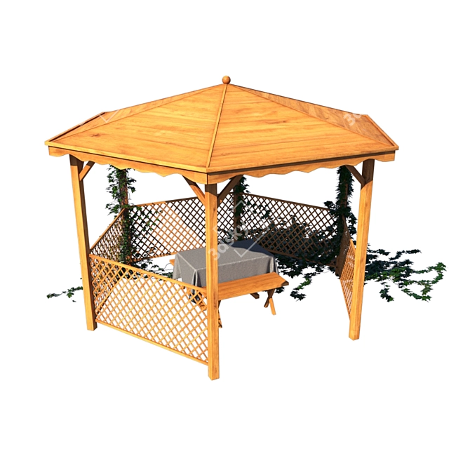 Versatile Pavilion with Customizable Wood Texture | Jardipolys 3D model image 6