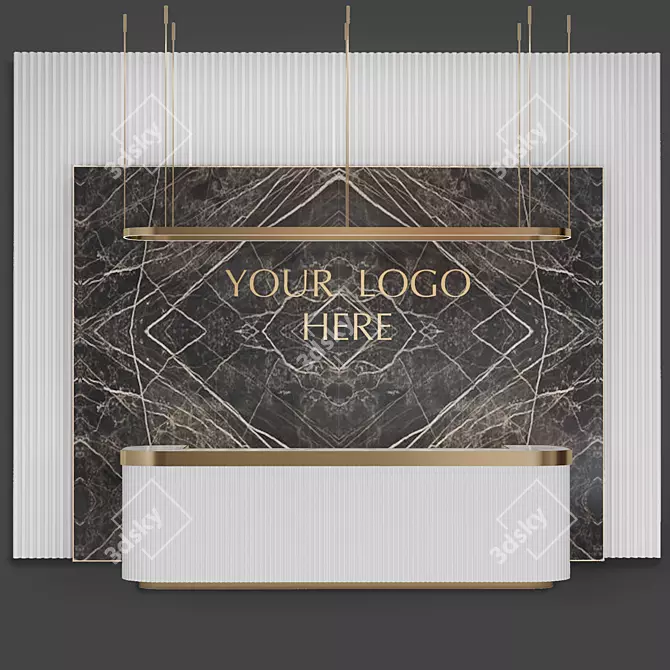 Elegant Metal and Marble Reception 3D model image 1
