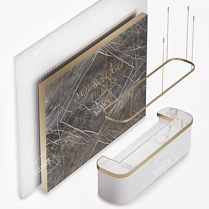 Elegant Metal and Marble Reception 3D model image 2
