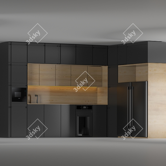 Sleek Corner Kitchen with Bosch Appliances 3D model image 6