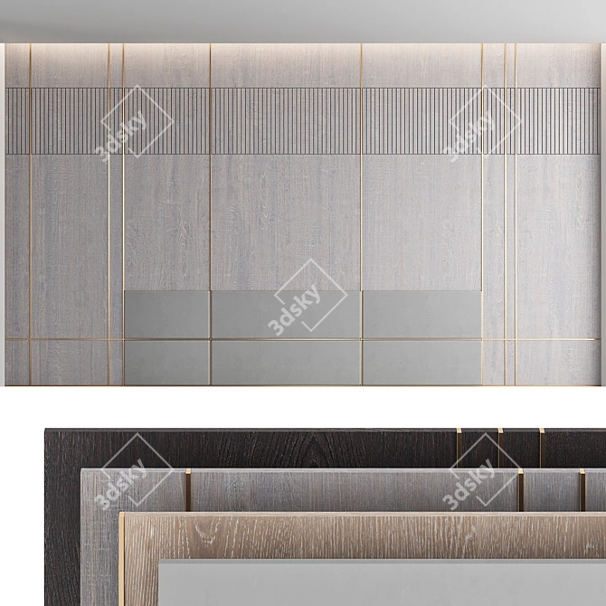 Decorative Wood Wall Panel Set 3D model image 1