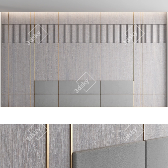 Decorative Wood Wall Panel Set 3D model image 5