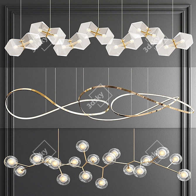 Elegant Linear Chandeliers Collection 3D model image 1