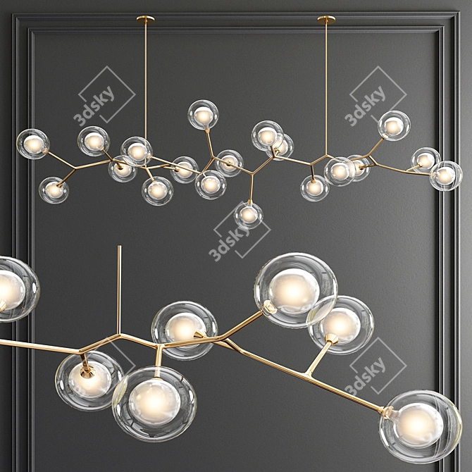 Elegant Linear Chandeliers Collection 3D model image 2