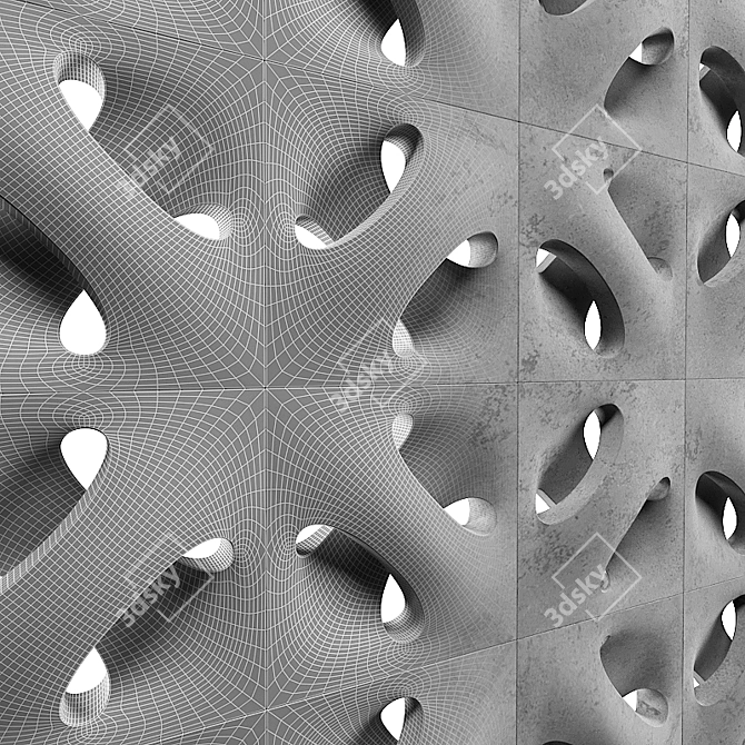 Concrete Modular Decorative Partition 3D model image 4