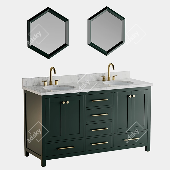 Elegant Mahogany Vanity - L-1524, D-560 3D model image 1