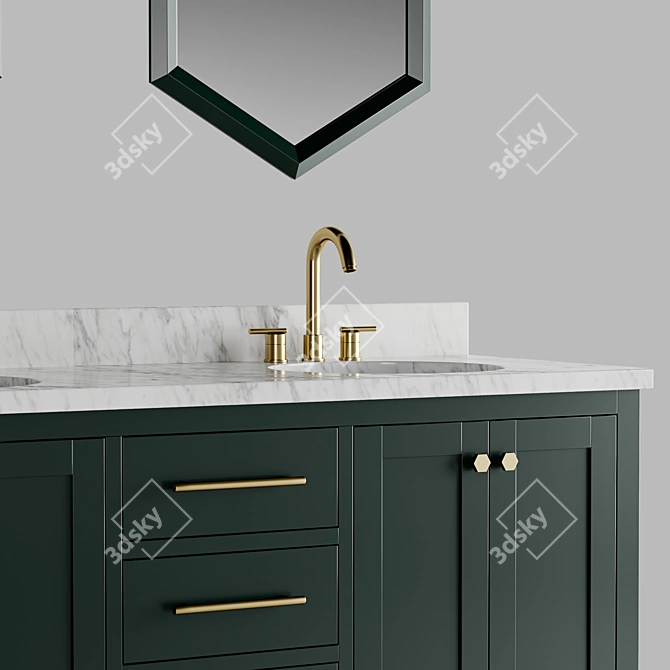Elegant Mahogany Vanity - L-1524, D-560 3D model image 3