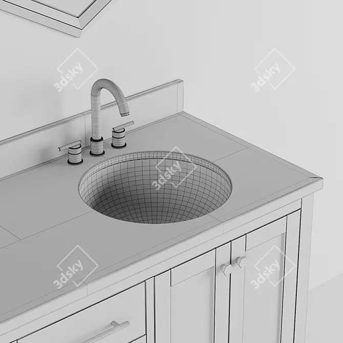 Elegant Mahogany Vanity - L-1524, D-560 3D model image 4
